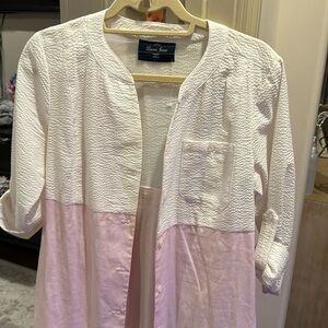 Pink and white button dress